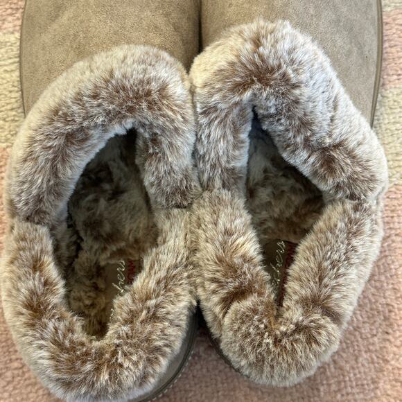 Skechers Cozycore Campfire Fresh Toast Slippers Dark Taupe Faux Fur Lined Hygge - Picture 3 of 8